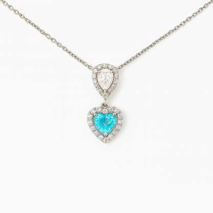 Zircon Teardrop with Heart Zircon Necklace