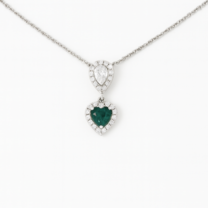 Zircon Teardrop with Heart Zircon Necklace