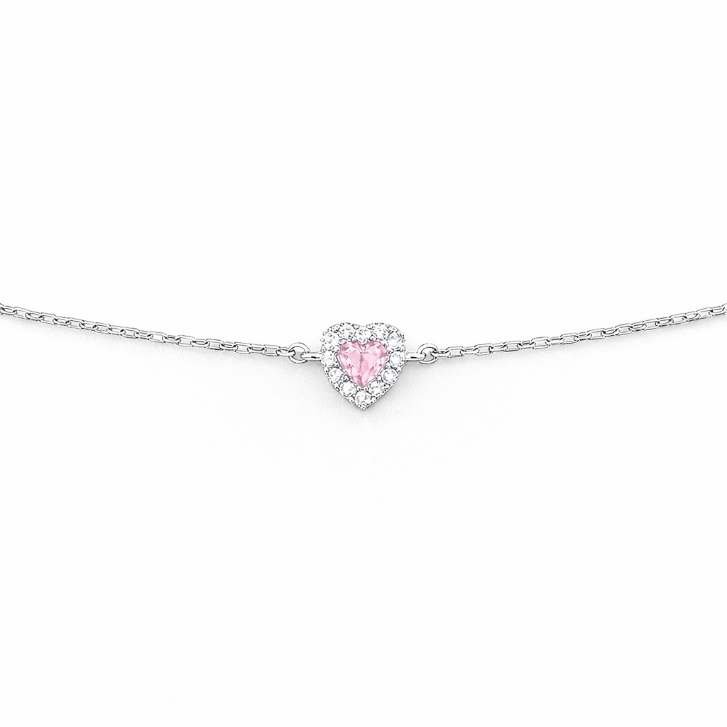 Simple Zircon Heart Bracelet In Silver