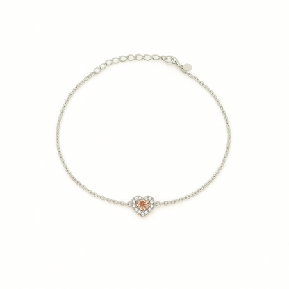 Simple Zircon Heart Bracelet In Silver