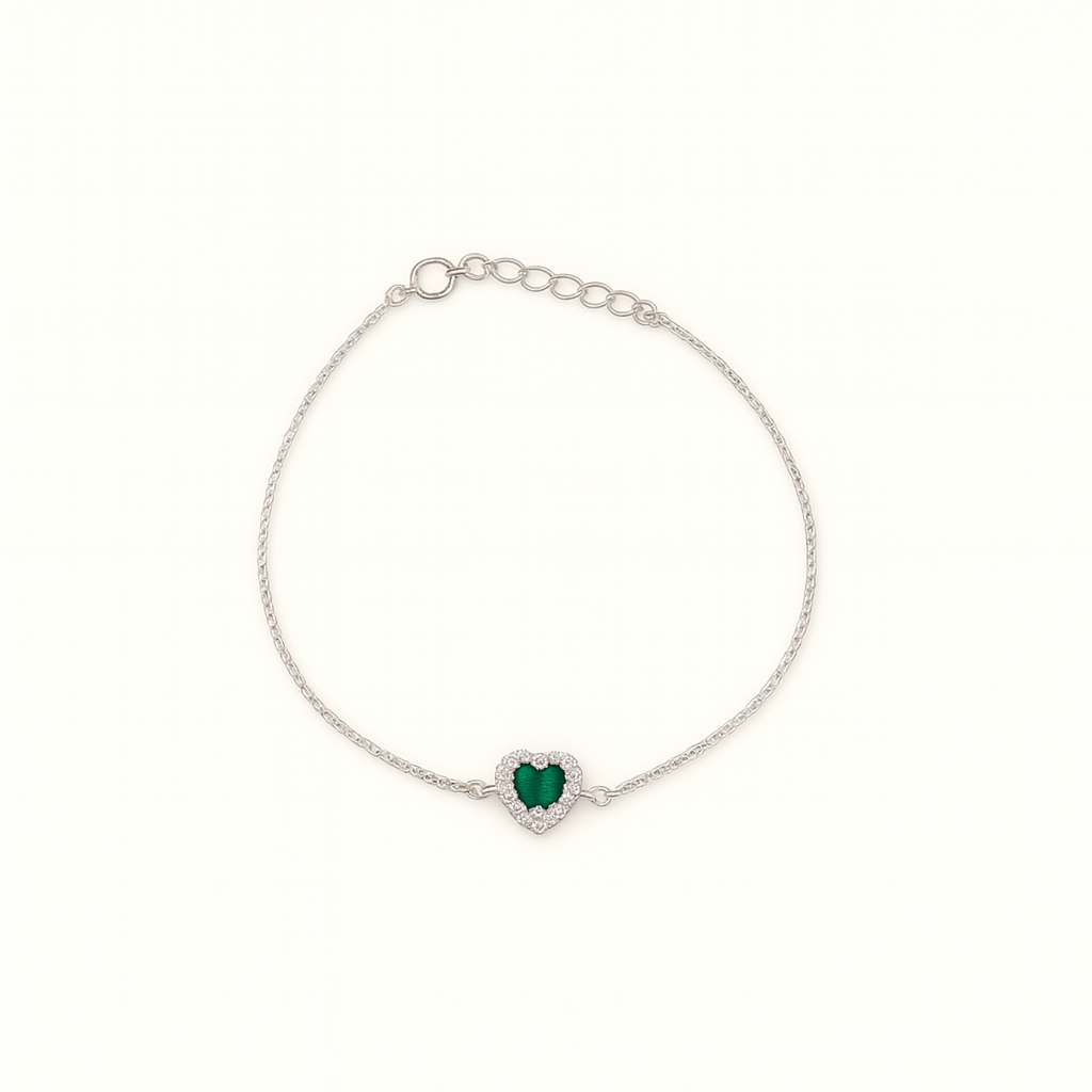 Simple Zircon Heart Bracelet In Silver