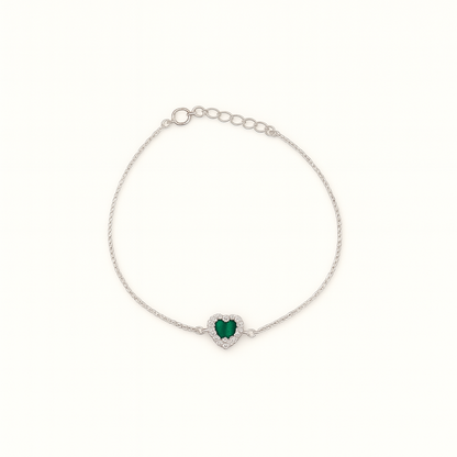 Simple Zircon Heart Bracelet In Silver