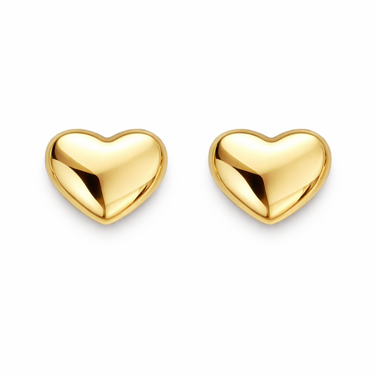Shiny Gold Heart Earrings