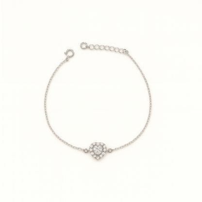 Simple Zircon Heart Bracelet In Silver