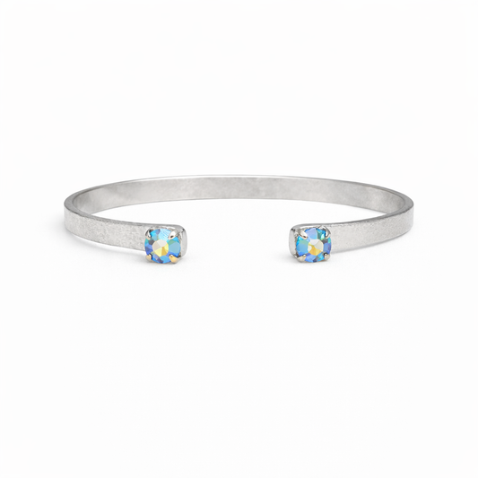 Chrome Blue Swarovski Stone Bangle