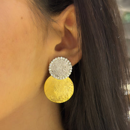 Small Duo Round Zircon Earrings