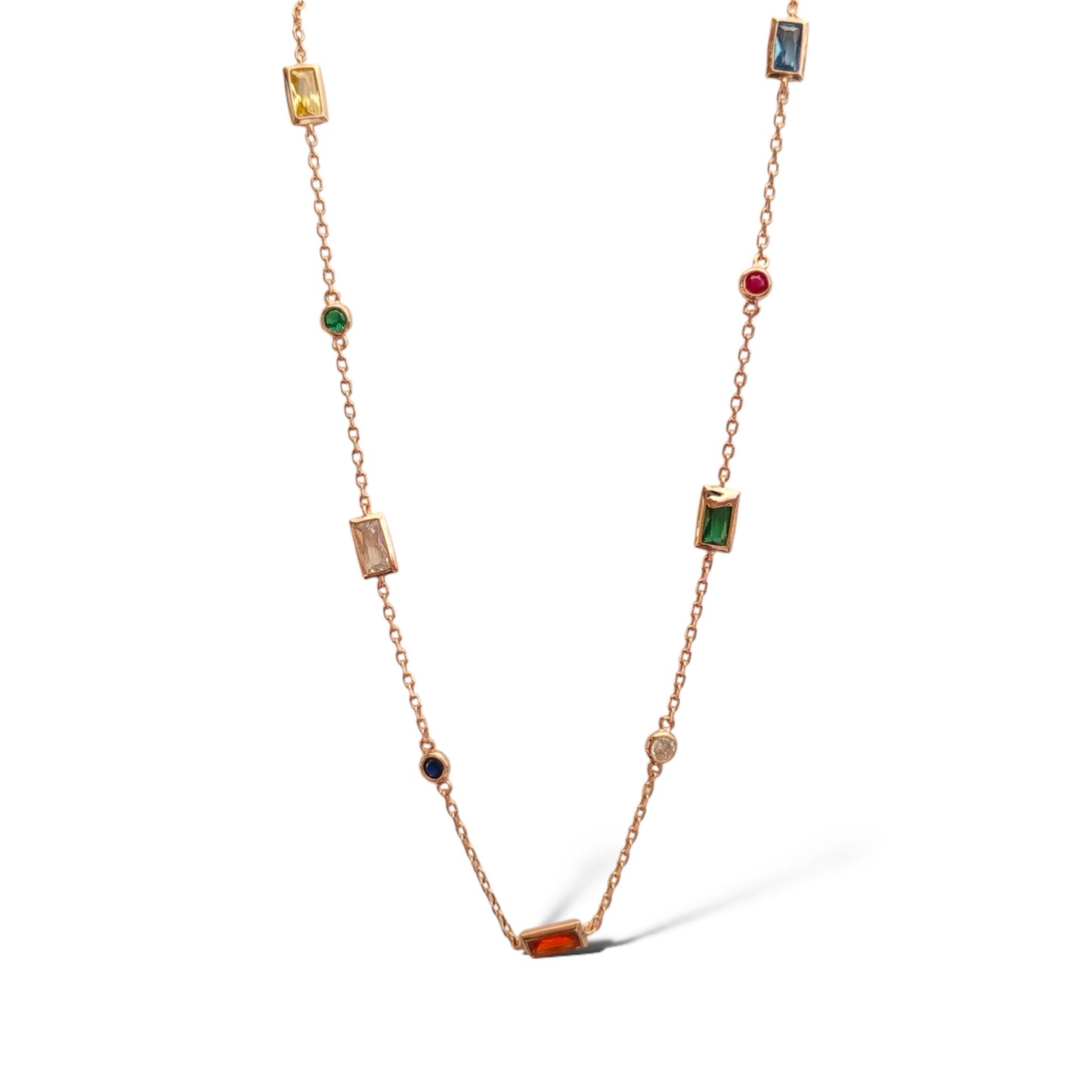 Multi-color Rectangle Necklace