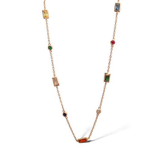 Multi-color Rectangle Necklace