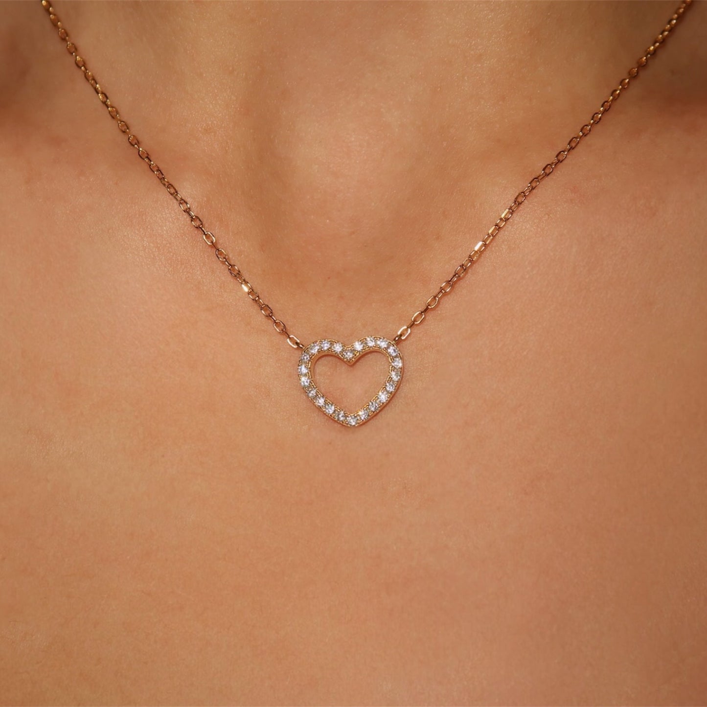 Sparkling Heart Charm Necklace