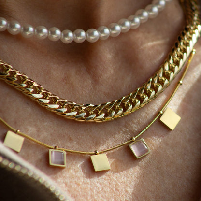 Square Pink Charms Necklace
