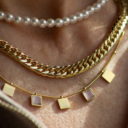 Square Pink Charms Necklace