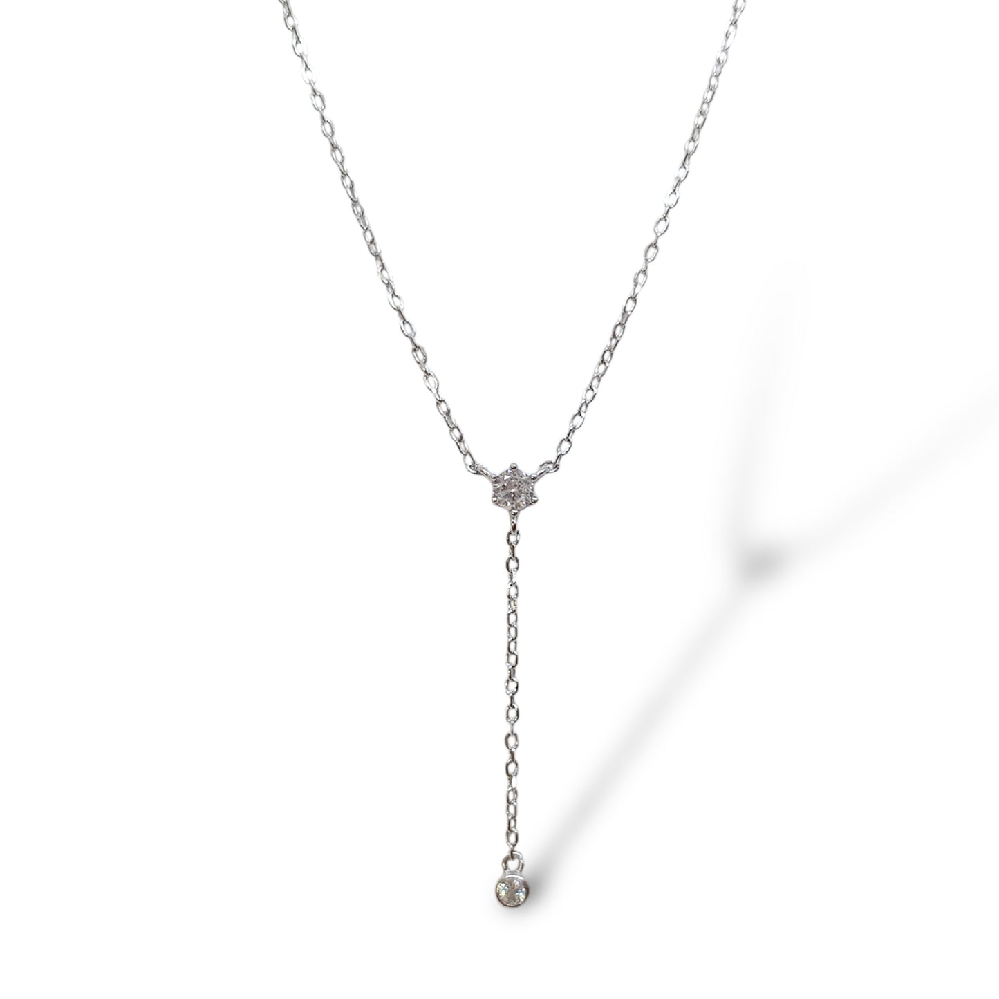 Double Zircon Y Shape Necklace