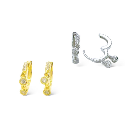 Double Dangle Zircon Hoops