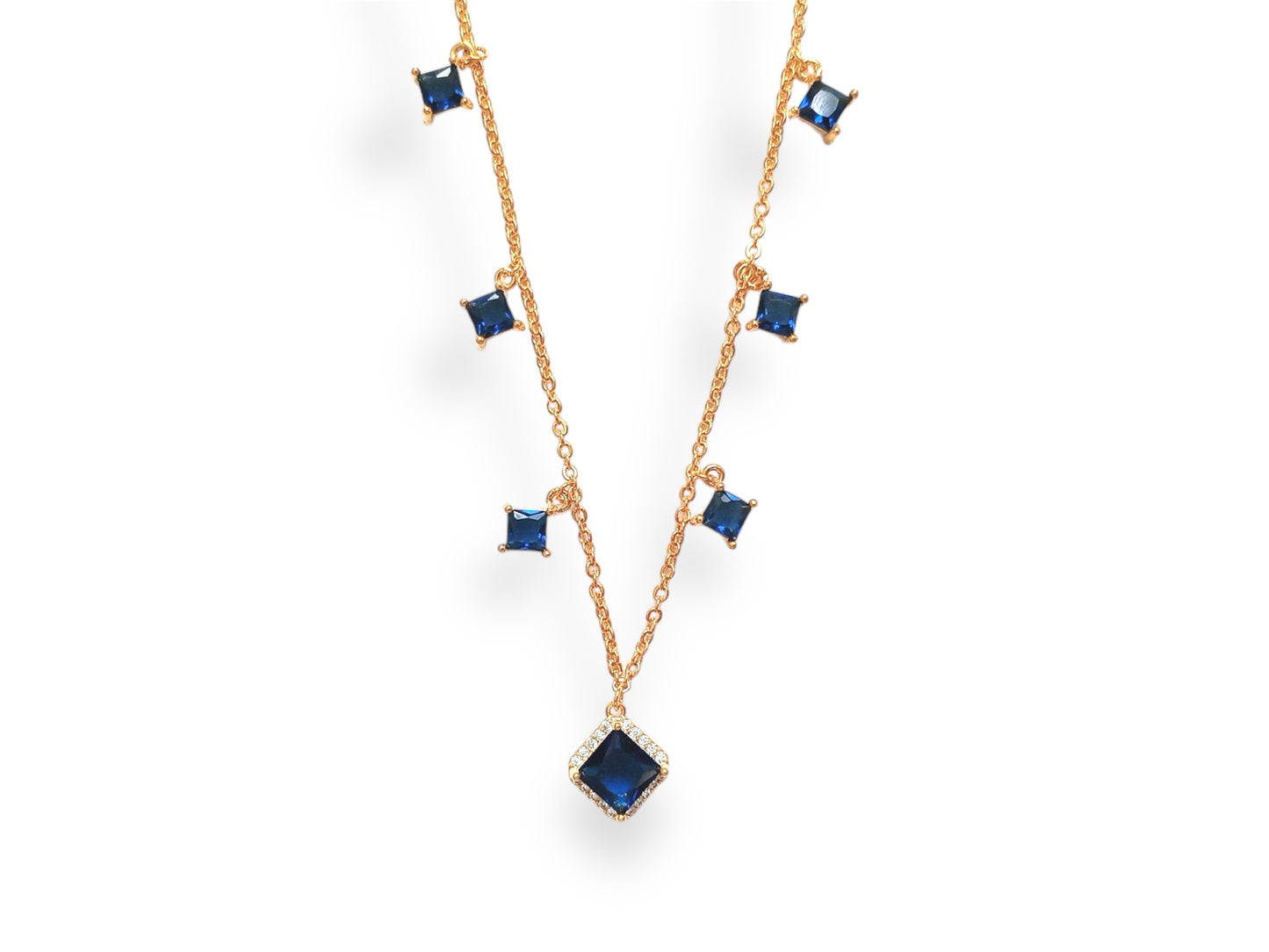 Square Gem Charms Necklace