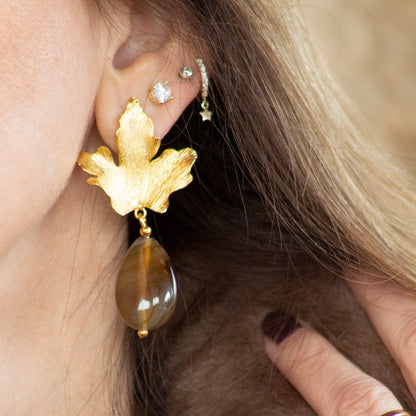 Acantha Leaf Earrings With Stone