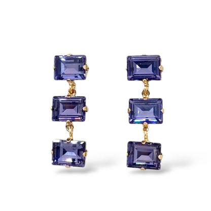 Purple Rectangular Swarovski Earrings