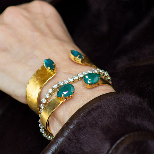 Chunky Jade Teardrop Swarovski Bangle