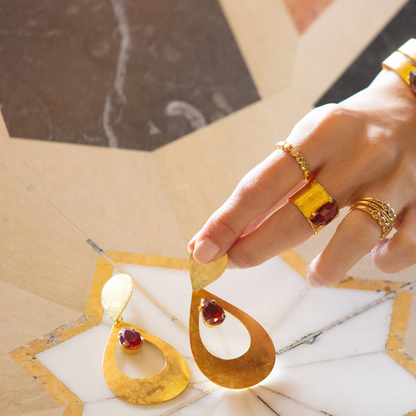 Big Drop Stone Earrings