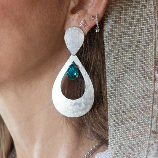 Big Turquoise Drop Stone Earrings