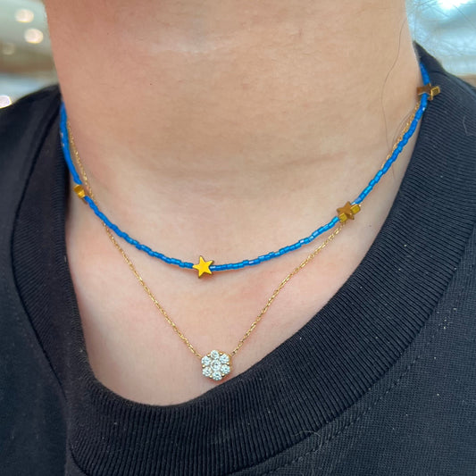 Signature Hematite Stars Necklace with Metallic Crystals