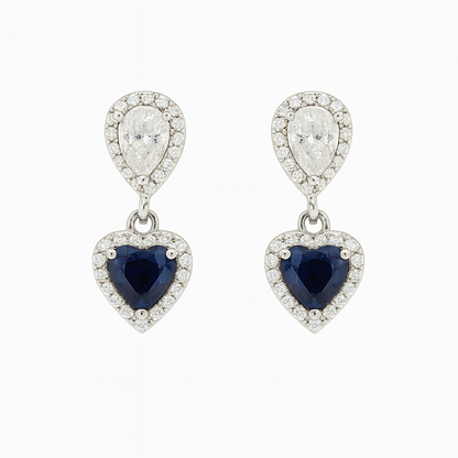 Zircon Teardrop with Heart Zircon Earrings