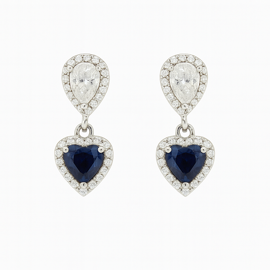 Zircon Teardrop with Heart Zircon Earrings