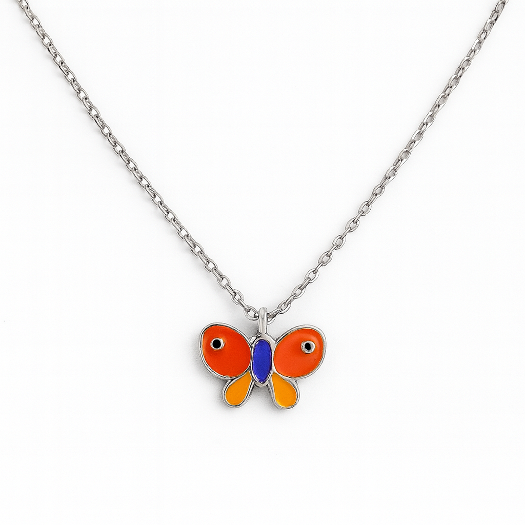 Colorful Orange Butterfly Necklace