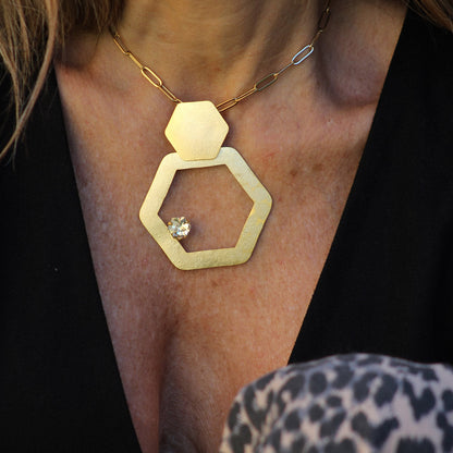 Big Hex Stone Necklace