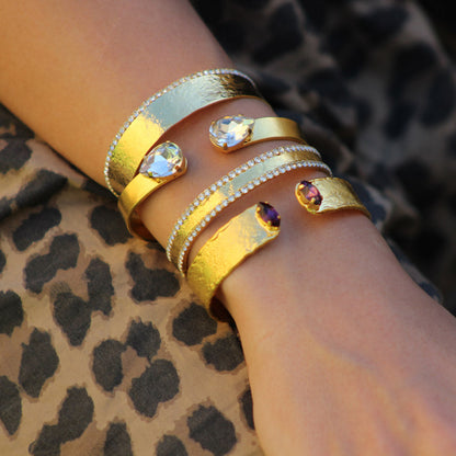 Chunky Plain Swarovski Teardrop Bangle