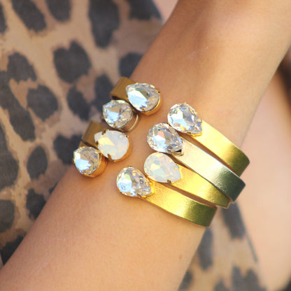 Chunky Plain Swarovski Teardrop Bangle