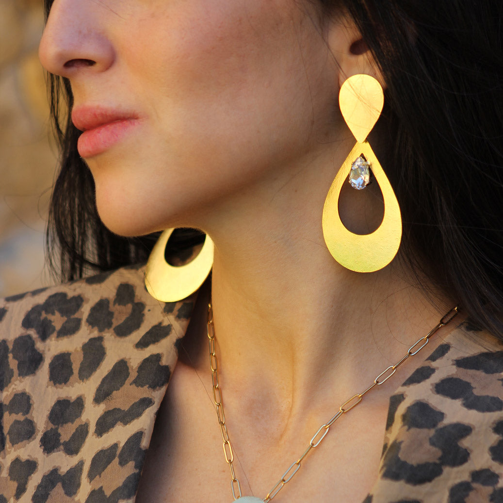 Big Drop Stone Earrings