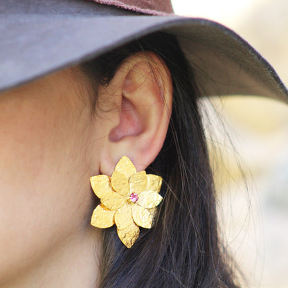Double Lotus Flower Earrings