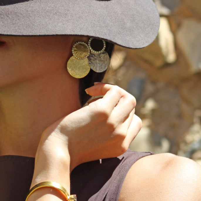 Small Duo Round Zircon Earrings