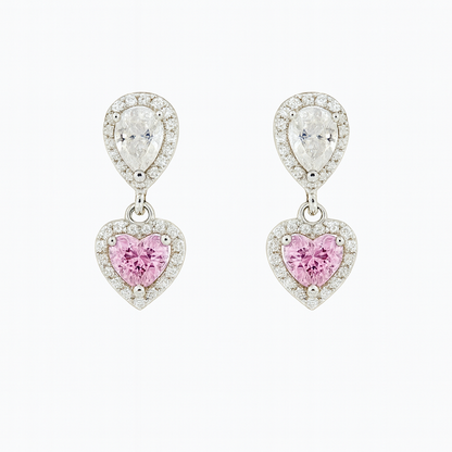Zircon Teardrop with Heart Zircon Earrings