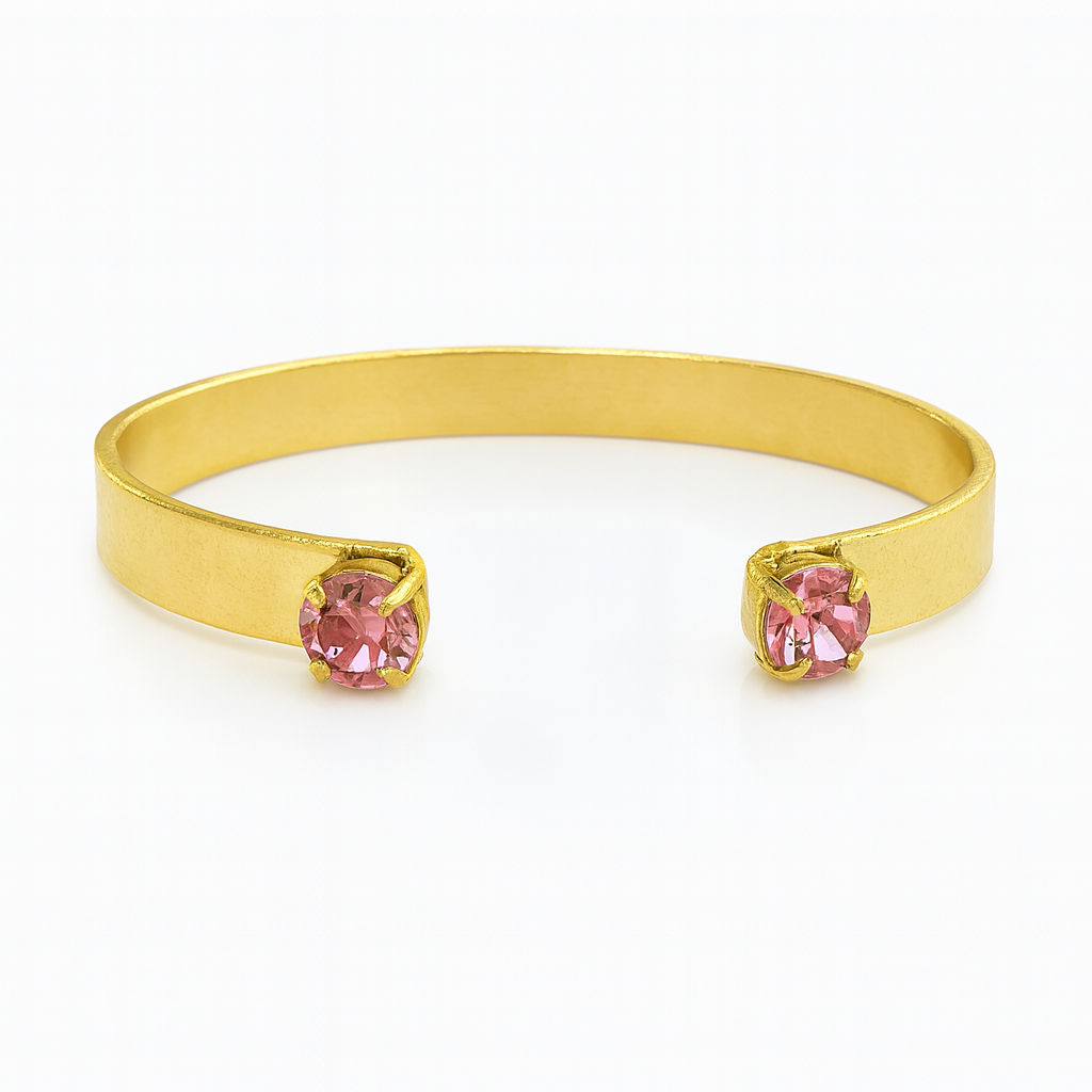 Round Pink Swarovski Stone Bangle