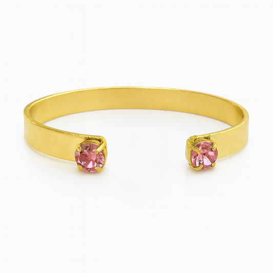 Round Pink Swarovski Stone Bangle