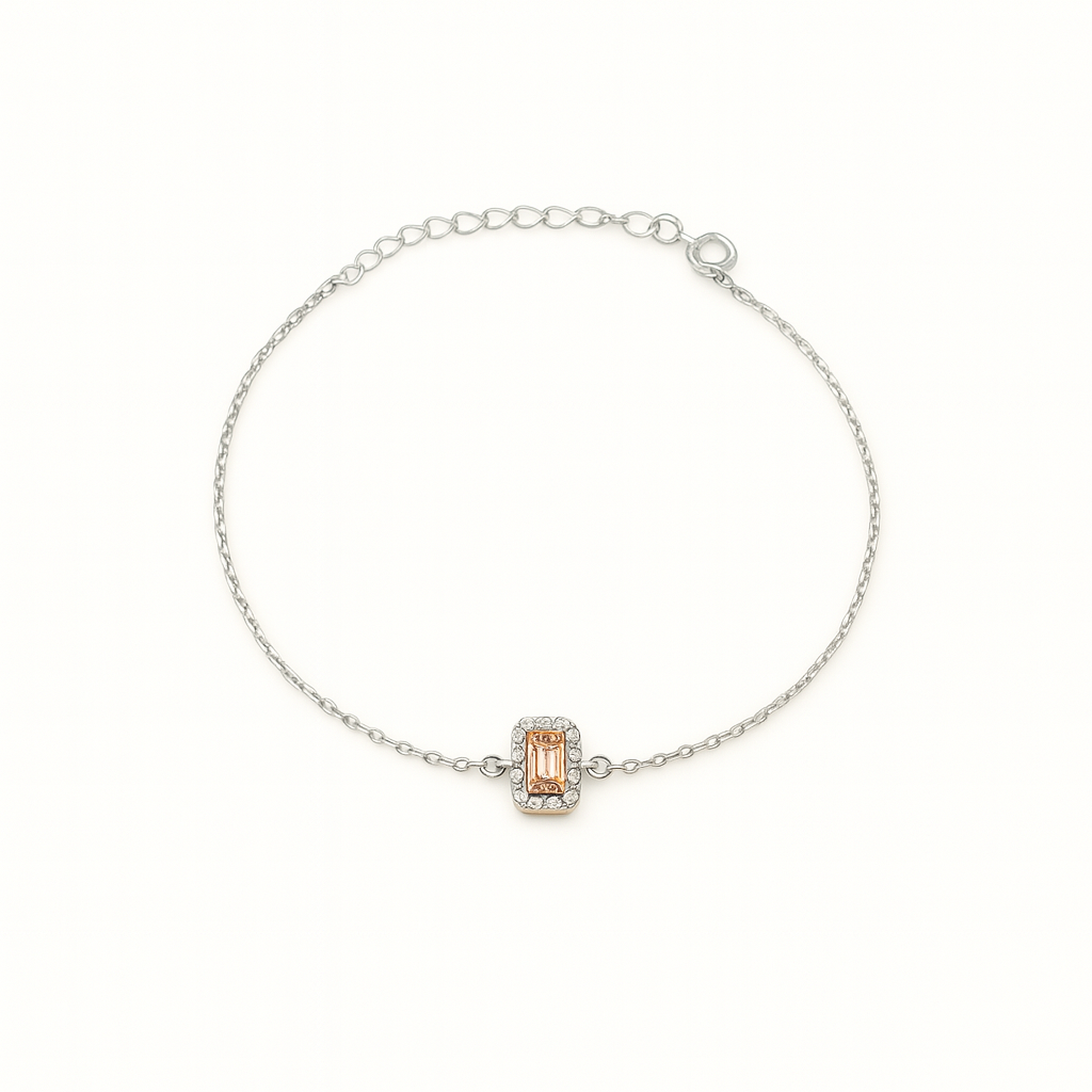 Simple Zircon Rectangle Bracelet In Silver