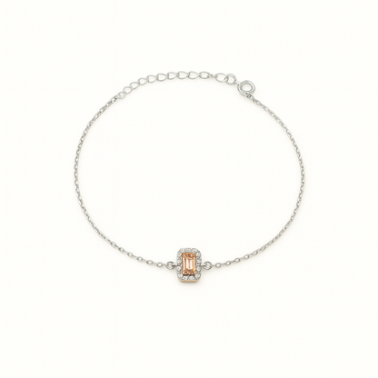 Simple Zircon Rectangle Bracelet In Silver