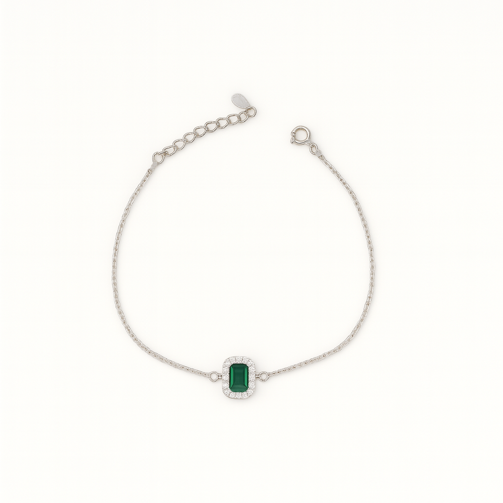 Simple Zircon Rectangle Bracelet In Silver