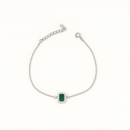 Simple Zircon Rectangle Bracelet In Silver