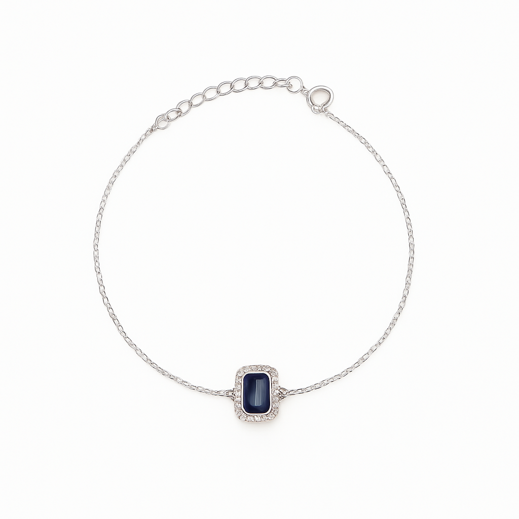 Simple Zircon Rectangle Bracelet In Silver