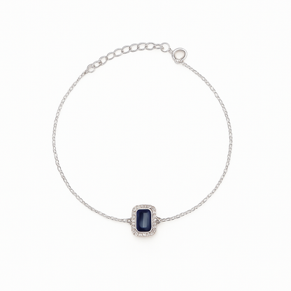 Simple Zircon Rectangle Bracelet In Silver