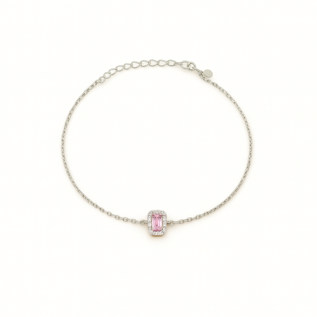 Simple Zircon Rectangle Bracelet In Silver