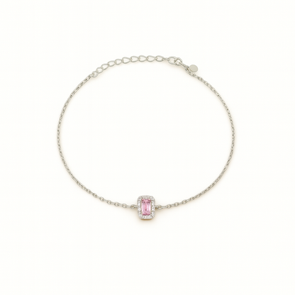 Simple Zircon Rectangle Bracelet In Silver