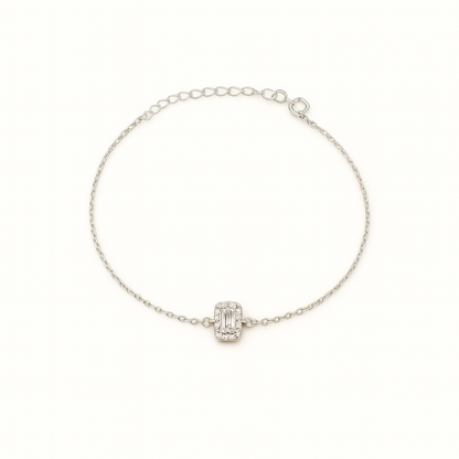 Simple Zircon Rectangle Bracelet In Silver