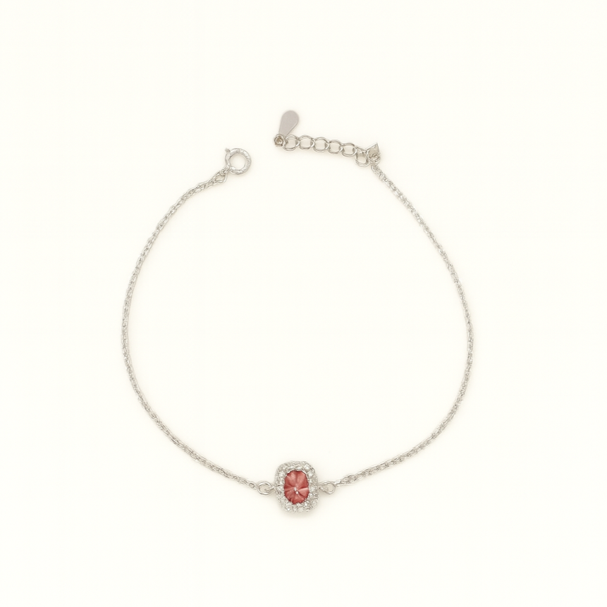 Simple Zircon Rectangle Bracelet In Silver