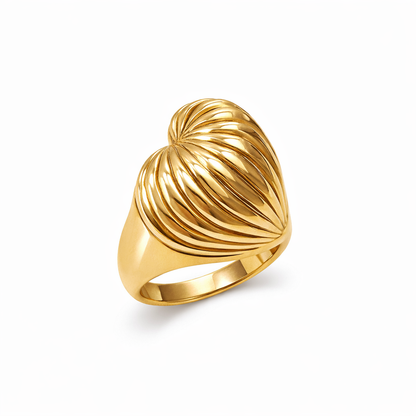 Ribbed Heart Chunky Ring