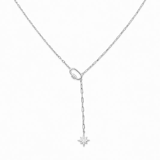 Silver Star Dangly Chain Necklace