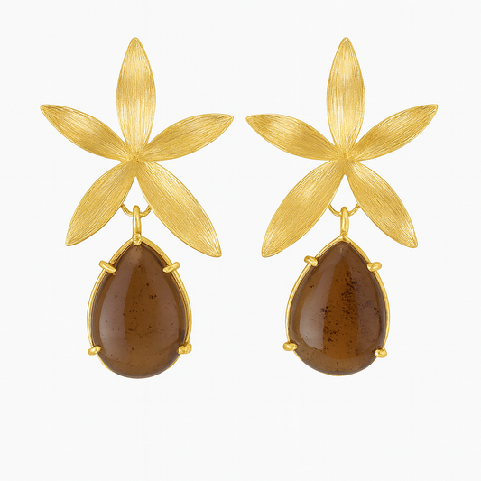 Signature Flower Earrings with Stone Winter Edition