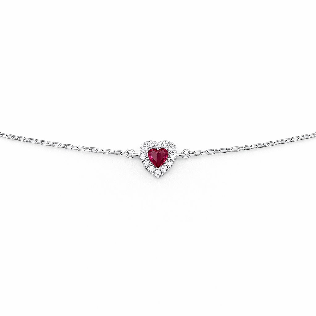 Simple Zircon Heart Bracelet In Silver